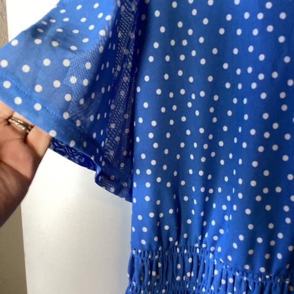 Ava & Viv Blue Blouse With White Polka Dots Size 1X NWT - Picture 5 of 9